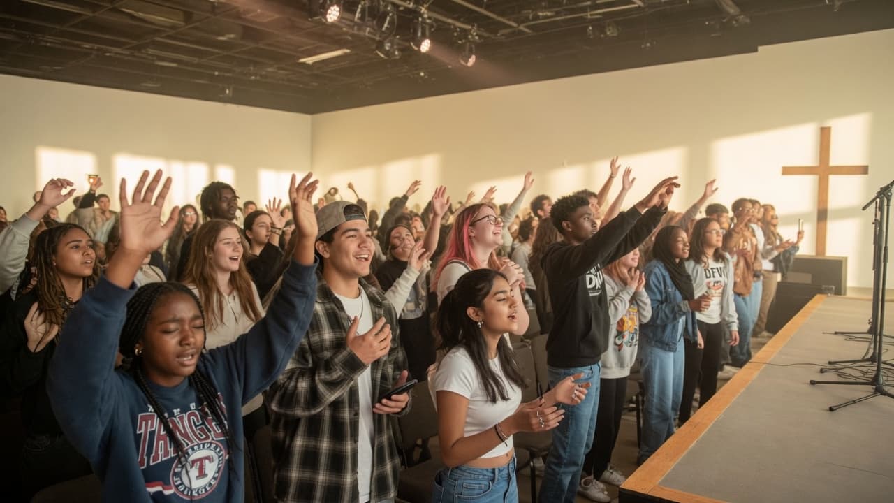 Teens worshipping together at Christ Embassy Dallas Zone